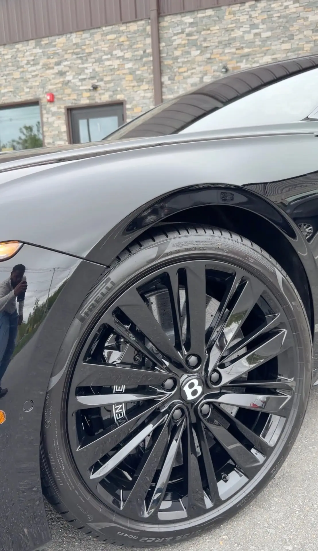 Bentley gloss black wheel after professional ceramic coating at Secret Touch Auto Spa Shrewsbury MA