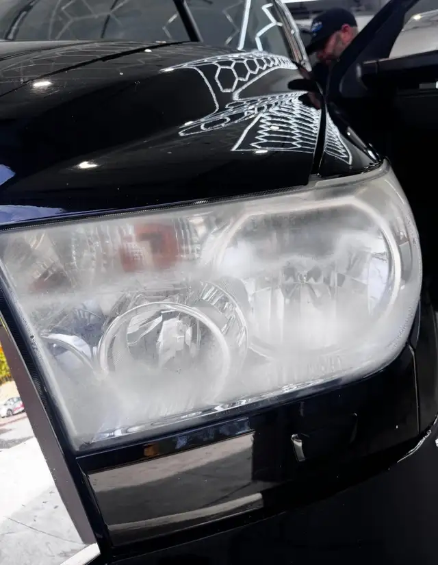 Before - Headlight restoration before and after detailing Shrewsbury MA
