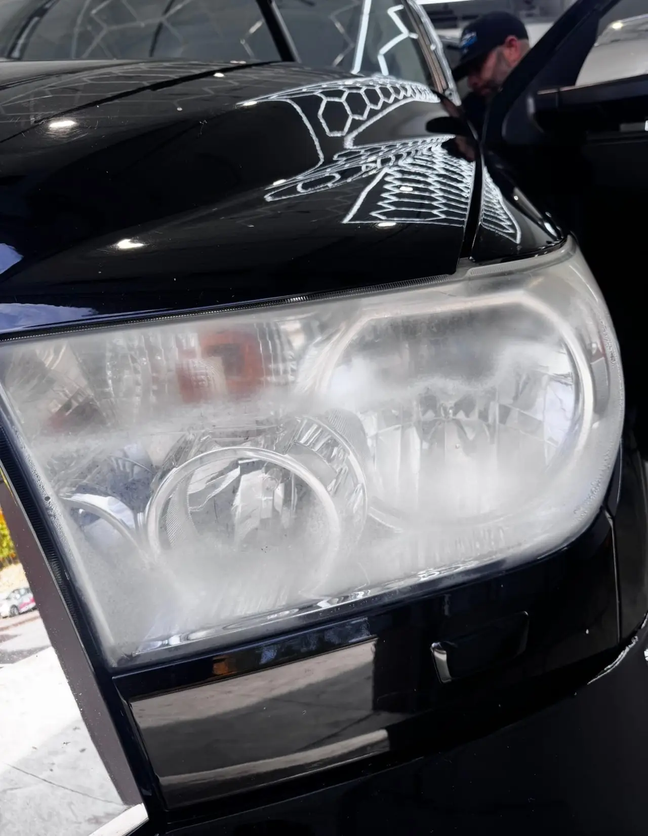Before - Headlight restoration before and after detailing Shrewsbury MA
