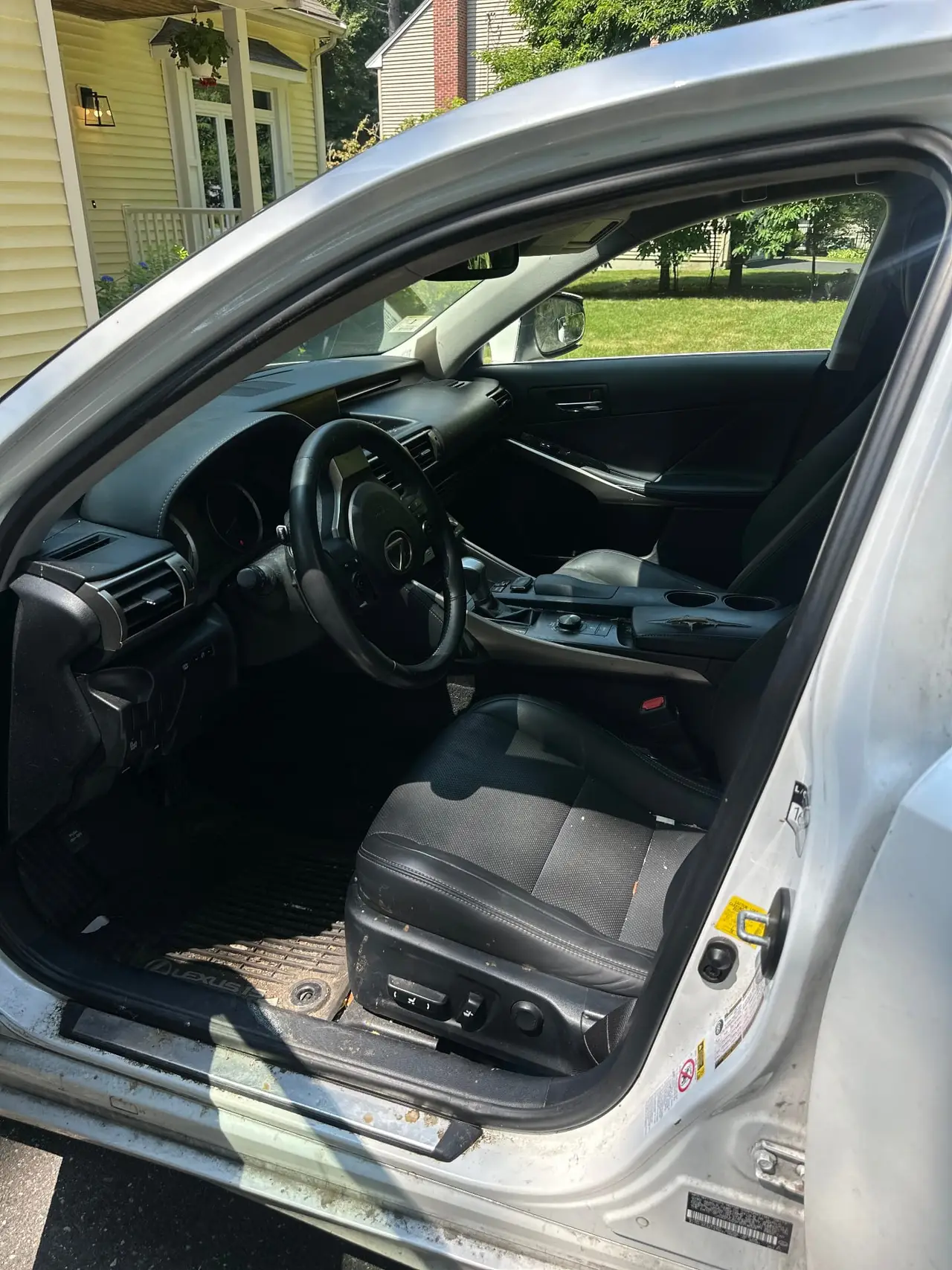 Before - Lexus IS interior driver seat before and after detailing Shrewsbury MA
