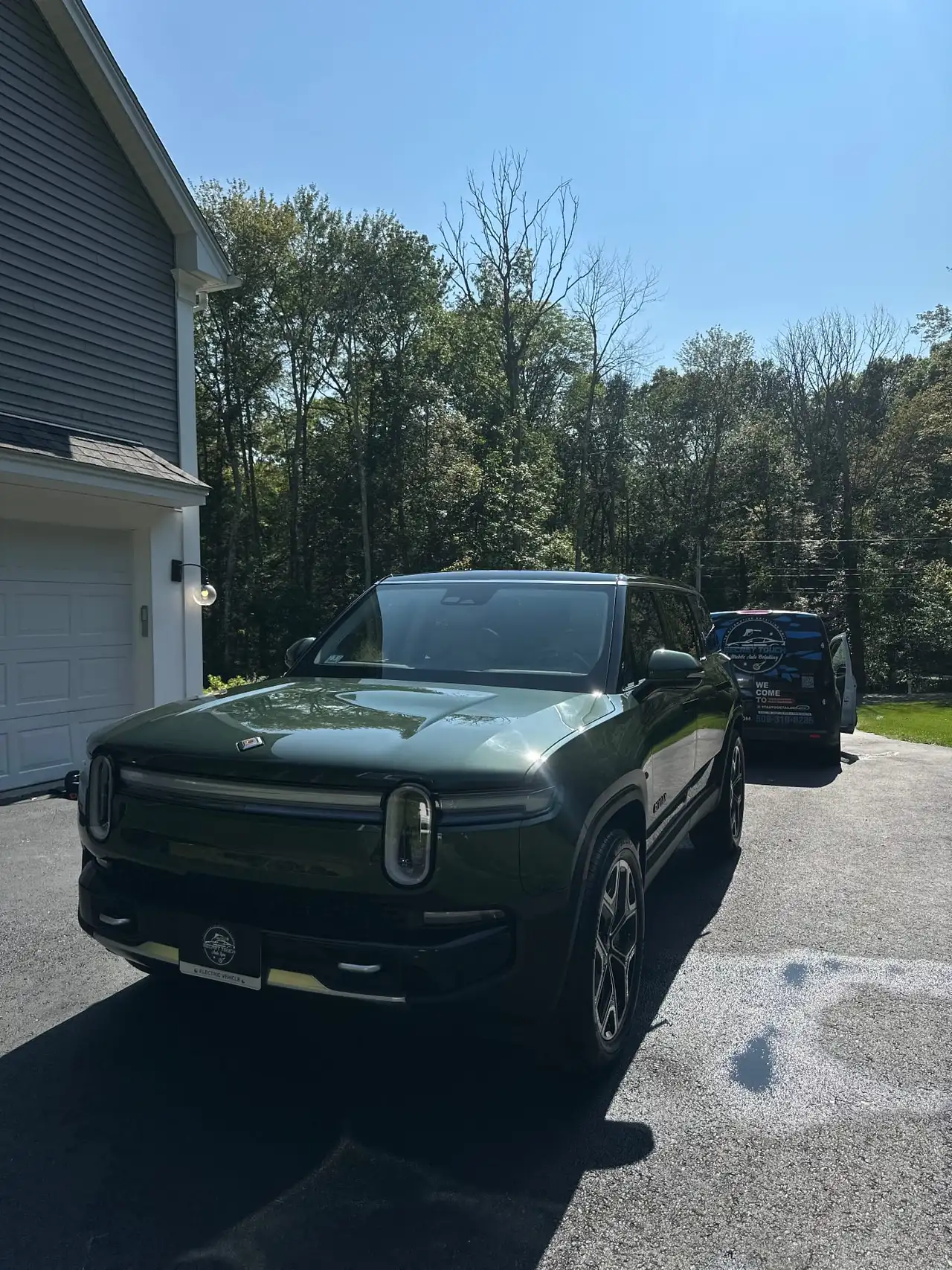 Rivian R1S receiving professional mobile detailing in Central Massachusetts
