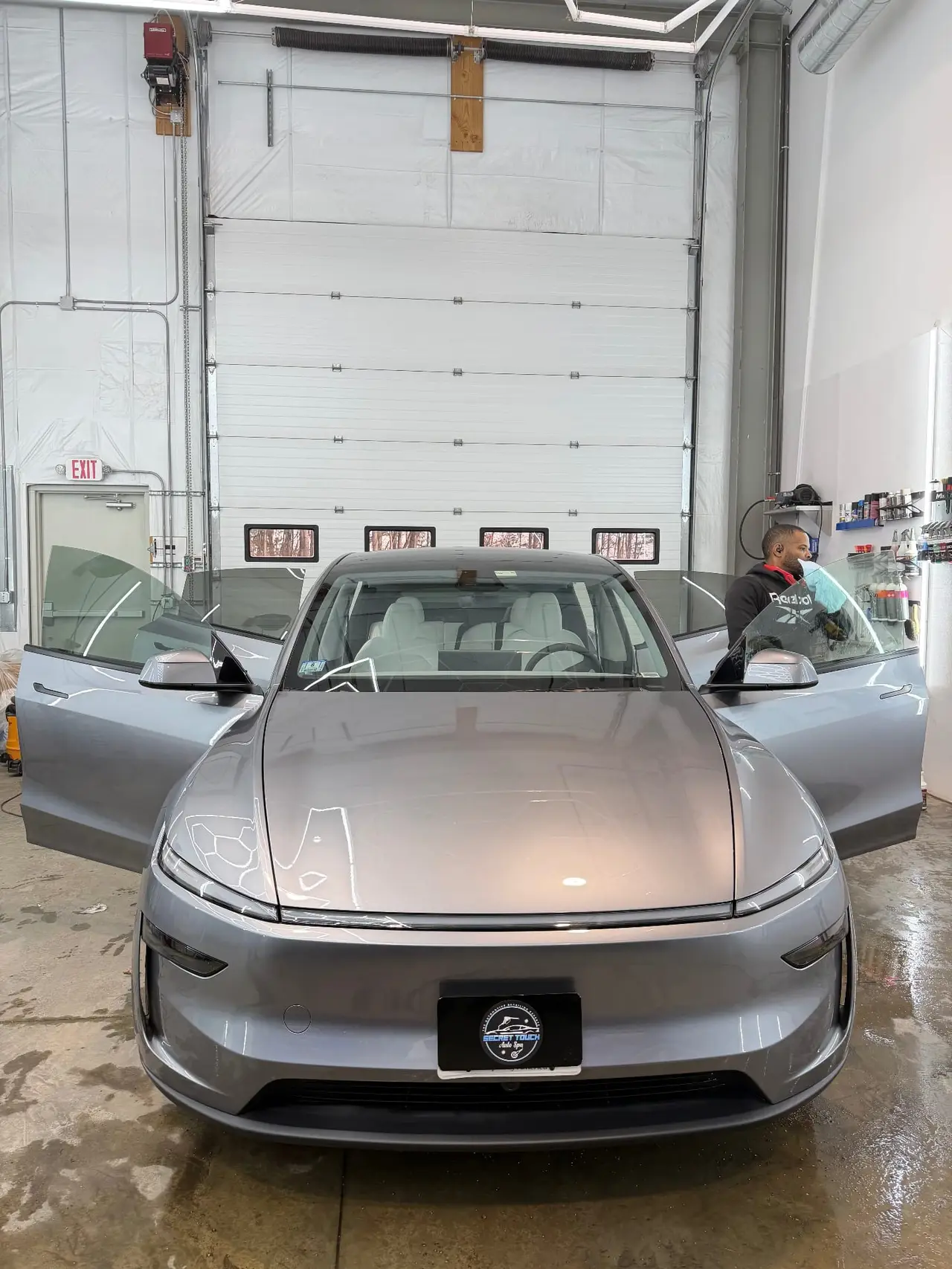 Tesla with 35 percent ceramic window tint professionally installed at Secret Touch Auto Spa Shrewsbury MA